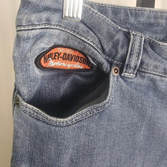 Harley-Davidson Bootcut Jeans Women’s Size 6 Vintage Y2K Eagle Patch Denim - Picture 2 of 6